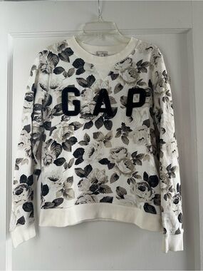 GAP Cream Floral Logo Crewneck Sweatshirt